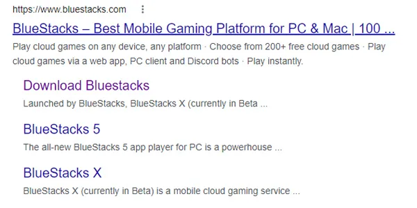 Search Bluestacks