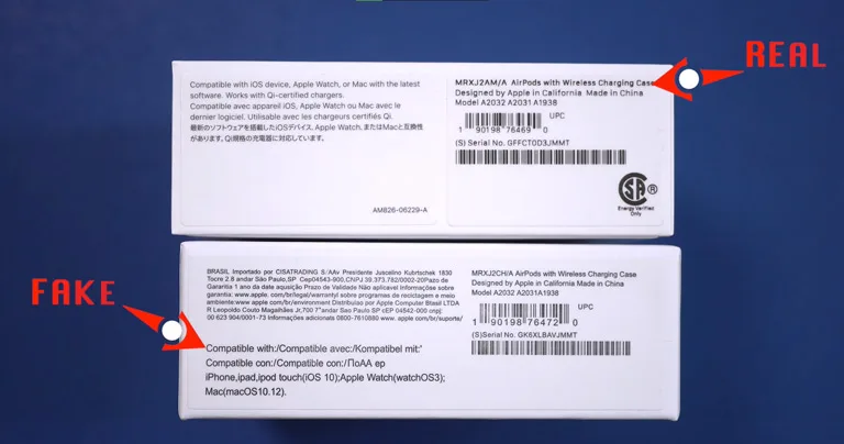 Spotting Fake AirPods via Box Sticker Spotting Fake AirPods via Box Sticker