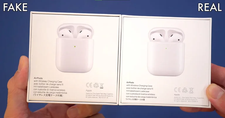 Spotting Fake AirPods via Text Color and Size Spotting Fake AirPods via Text Color and Size