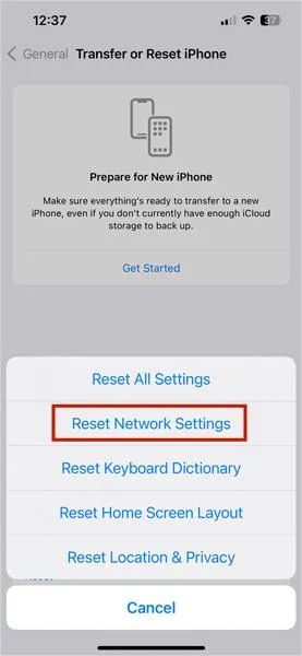 Reset Network Settings in iPhone iPhone Reset Network Settings