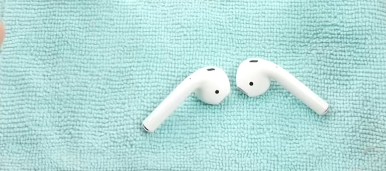 AirPods on a Microfiber Cloth
