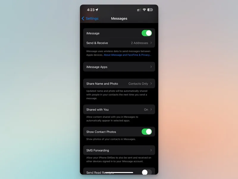 iPhone Messages Settings
