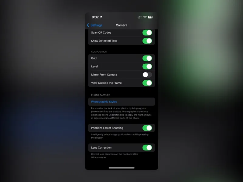 Camera settings Camera settings