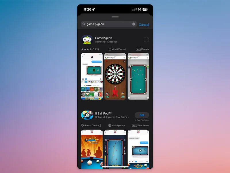 GamePigeon in app store GamePigeon in app store