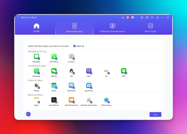 iMyFone D-Back app iMyFone D-Back app