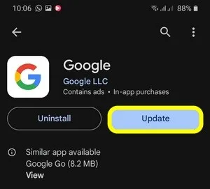 Update the Google Search app
