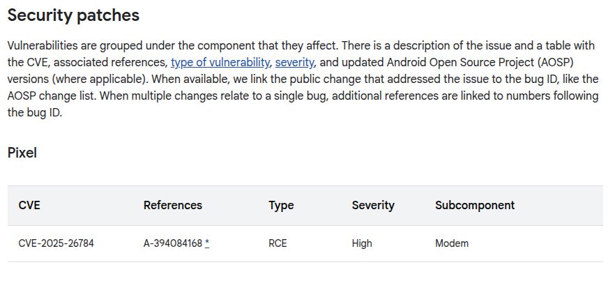 Pixel Android 16 Security Patch Released